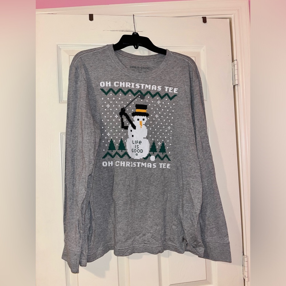 Life is Good Men's Ugly Sweater Oh Christmas Tee Long Sleeve Crusher Tee